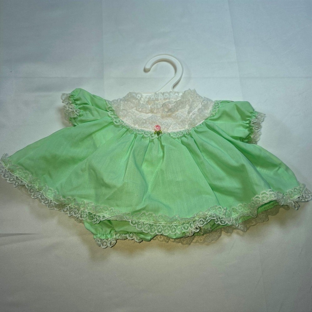 Vintage Cabbage Patch Kids Mint Green Lace Dress and Bloomer Set with Hanger